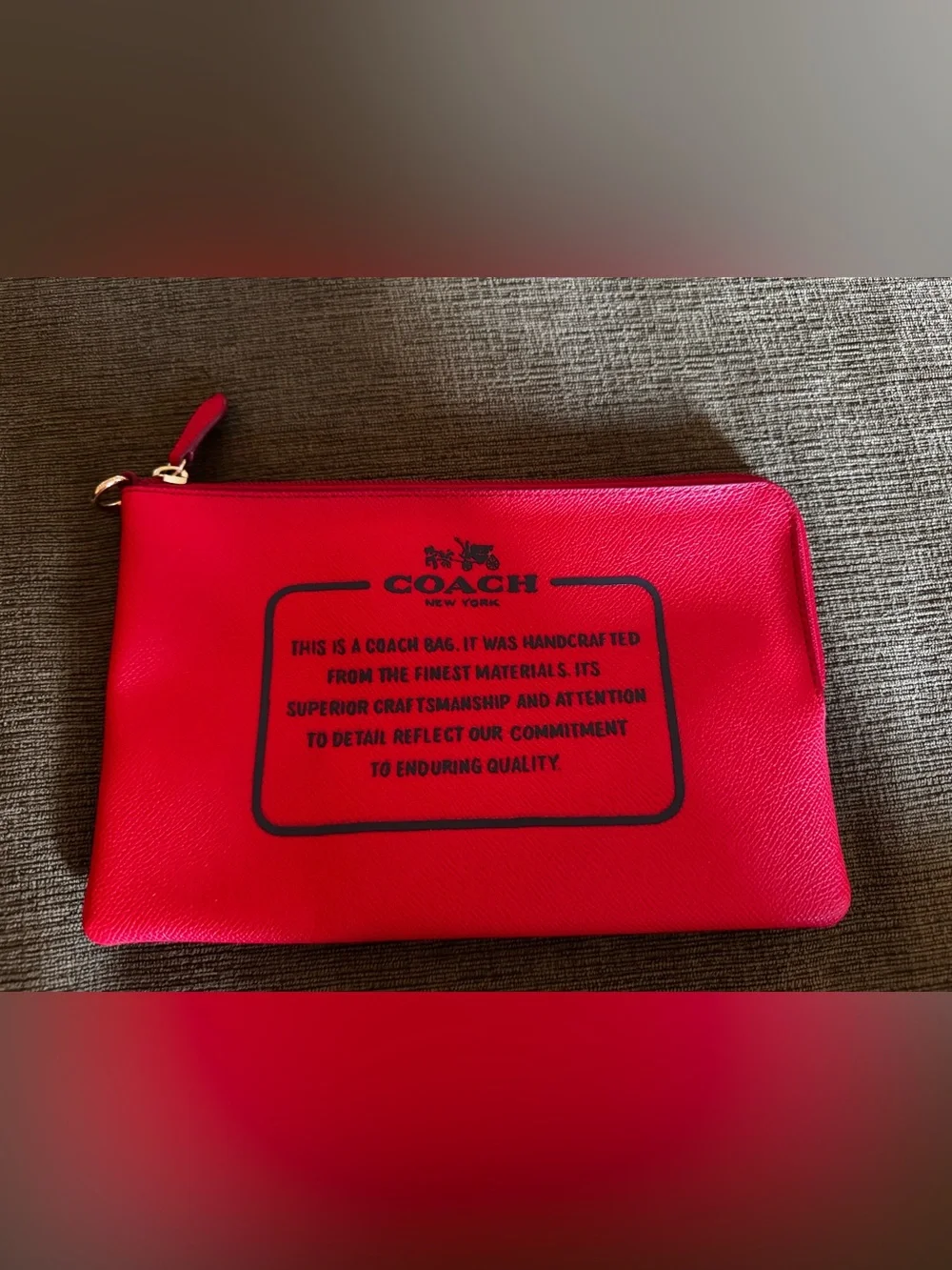Coach Red Leather Zip Pouch